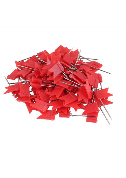 100 Bayrak Şekli Harita Pimleri Bildirim Tahtası Çizim Pimleri Itme Pimi Kırmızı (Yurt Dışından) indirimleri