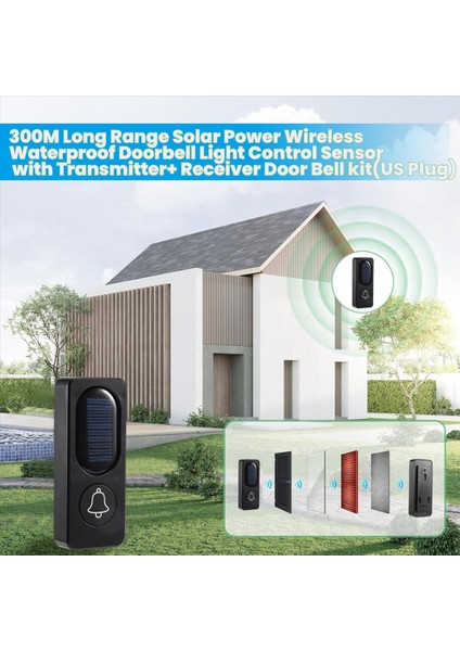 300M Uzunluğundaki Güneş Enerjisi Kablosuz Su Geçirmez Kapı Zili Işık Kontrol Sensörü Verici+ Alıcı Kapı Çan Seti (Abd Fişi) (Yurt Dışından) fırsatları