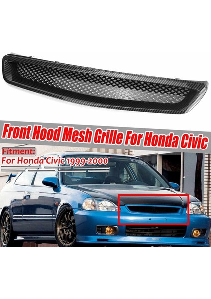 Ek T-R Stil Ön Tampon Hood Fil Grill Grille Honda Civic Ek Cx Dx Ex Hx Lx Tip R 1999-2000 Karbon Fiber Görünüm (Yurt Dışından) fiyatları