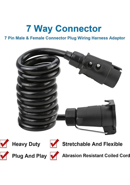 3 Metre 7pin Römork Uzantısı Römork Fişi Soket Konnektörü 7 Çekirdek Rv Elektrik Kablo Konnektörü ile Sarmal Kablo (Yurt Dışından) modelleri