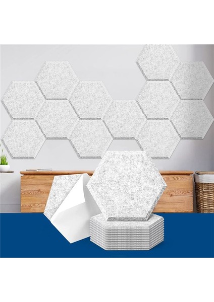 12 Paket Kendi Kendine Yapışkan Akustik Paneller 14 x 12 x 0 4 Inç Ses Geçirmez Paneller Altıgen Ses Emici Panelleri Gümüş Gri (Yurt Dışından)