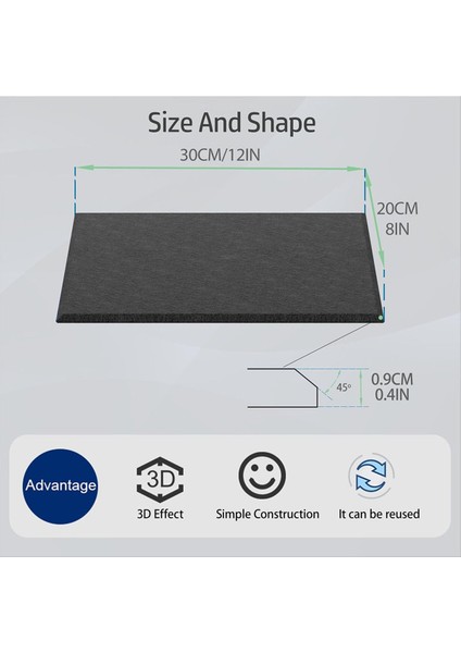 15 Paket 12X8X4 Inç Akustik Duvar Panelleri Kendi Yapışkanlı Ses Emici Panel Stüdyoları Kaydettirmek Için (Yurt Dışından) fiyatları