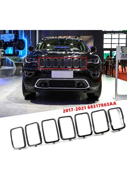 7pcs Araba Ön Izgara Izgara Halka Kapak Ekleri Koruyucular Koruyucular Çerçeve Trims Kiti Grand Cherokee 2017-2021 68317863AA (Yurt Dışından) fırsatları