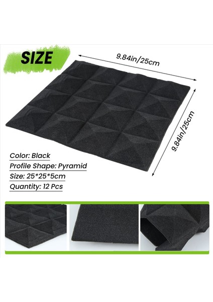 12 Pc -Soundproseing Köpük Ses Emilim Piramit Stüdyosu Duvar Panelleri (Yurt Dışından) indirimleri