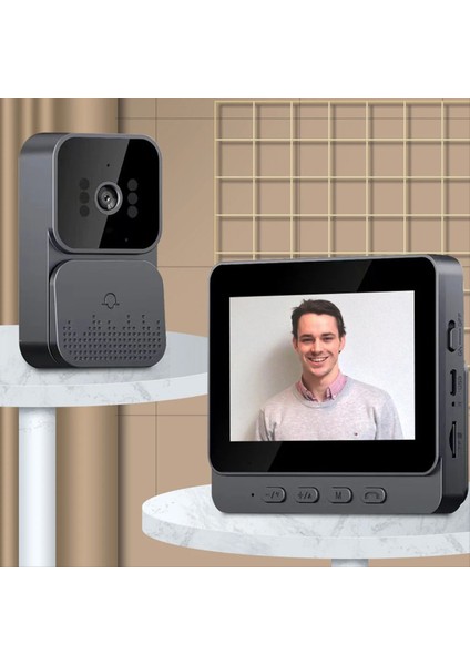Video Kapı Zili Ir Night Vision Kablosuz Kapı Çanı 1080P 4 3inch IPS Ekran Kapı Zili Kamerası 2 4g Villa Evi (C) (Yurt Dışından) fırsatları