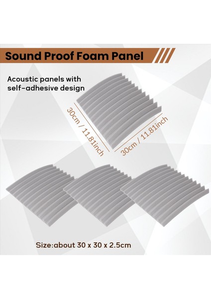 12 Paket Kendi Yapışkan Akustik Paneller Ses Geçirmez Köpük Paneller Yoğunluklu Ses Yalıtımı Duvar Panelleri (Gri) (Yurt Dışından) fırsatları