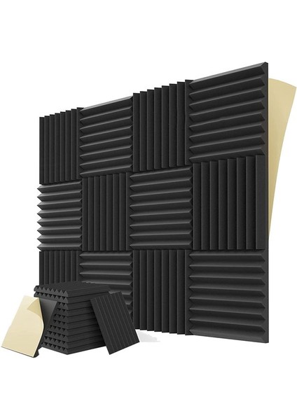 12 Adet Kendi Kendine Yapışkan Akustik Paneller 1X12X12INCH Ses Geçirmez Köpük Paneller Müzik Stüdyosu Oyun Odası Yatak Odası (Siyah) (Yurt Dışından)