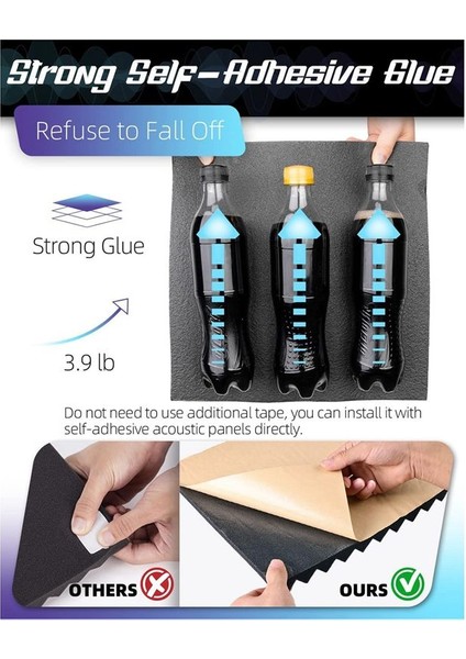 12 Adet Kendi Kendine Yapışkan Akustik Paneller 1X12X12INCH Ses Geçirmez Köpük Paneller Müzik Stüdyosu Oyun Odası Yatak Odası (Siyah) (Yurt Dışından) modelleri