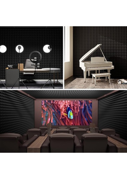 12 Paket Kendi Kendine Yapışkan Piramit Ses Geçirmez Köpük Paneller 24 x 12 x 2 Inç Akustik Paneller Gürültü Emici Iptal Etmek Için (Yurt Dışından) indirimleri