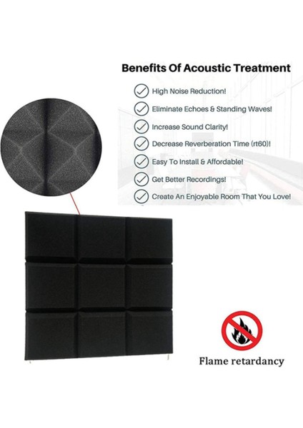 18 Paket 30X30X5CM Akustik Köpük Paneller Eğimli 9 Blok Karo Ses Panelleri Takozlar Ses Geçirmez Ses Yalıtım Emici (Yurt Dışından) indirimleri