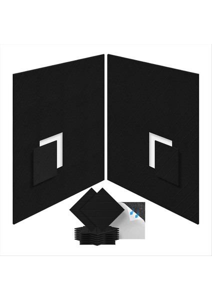 12 Paket Ses Geçirmez Köpük Paneller 12X12X0 4 Inç Akustik Için Kendi Kendine Yapışkan Akustik Köpük Paneller Siyah (Yurt Dışından)