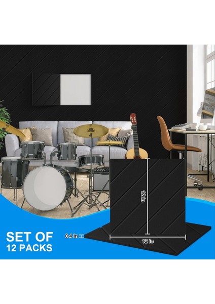 12 Paket Ses Geçirmez Köpük Paneller 12X12X0 4 Inç Akustik Için Kendi Kendine Yapışkan Akustik Köpük Paneller Siyah (Yurt Dışından) fırsatları