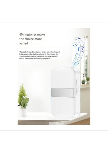 Kablosuz Ev Hoş Geldiniz Akıllı Kapı Zili Pil Tipi Kapı Zili 60 Şarkılar Çağrı Hatırlatıcı LED Flaş Ev Alarmı (Yurt Dışından) modelleri