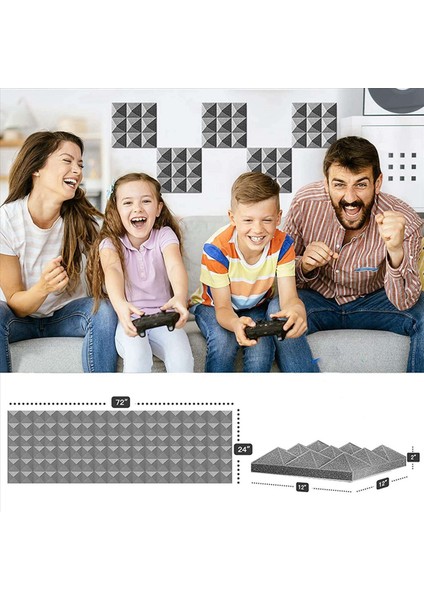 48 Paket Akustik Köpük Paneller Kendinden Yapışkan Ses Geçirmez Köpük Paneller Duvar Dekoru Müzik Stüdyosu Yatak Odası Evi 5X30X30CM (Yurt Dışından) fırsatları
