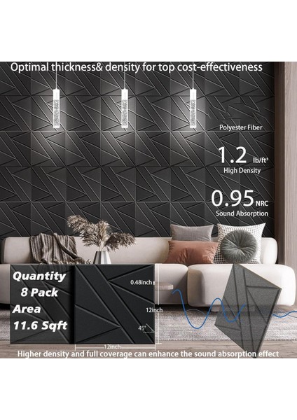 8 Paket Kendi Yapışkan Ses Tutulmamış Duvar Panelleri 12X12X0 47IN Ses Geçirmez Köpük Panelleri Ev Stüdyosu Ofis Dekoru Siyah (Yurt Dışından) indirimleri