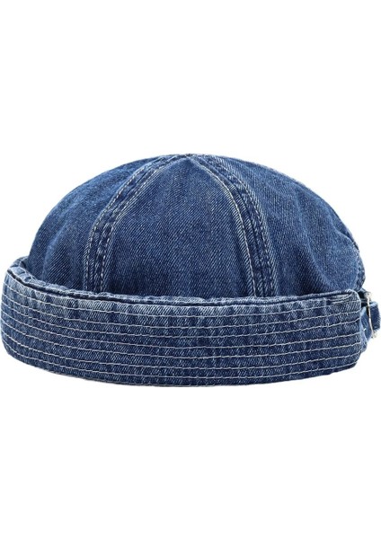 Vintage Kadın Erkek Kot Delik Yama Kap Sokak Bere Şapka Yuvarlak Ağız Docker Denizci Biker Şapka Kaput Kapaklar Hip Hop Brimless Şapka Kap (Yurt Dışından) fiyatları