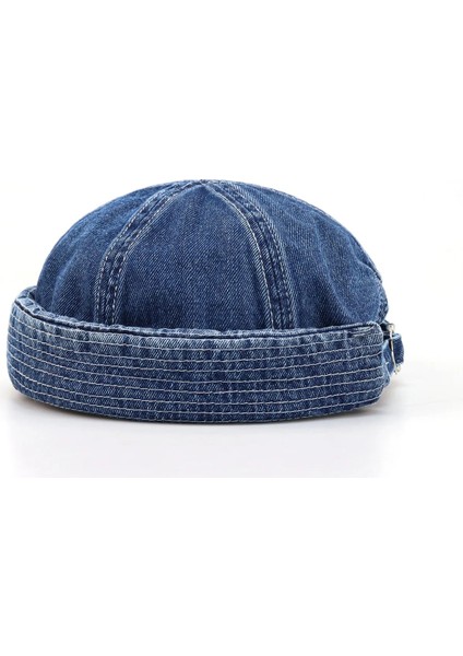 Vintage Kadın Erkek Kot Delik Yama Kap Sokak Bere Şapka Yuvarlak Ağız Docker Denizci Biker Şapka Kaput Kapaklar Hip Hop Brimless Şapka Kap (Yurt Dışından) indirimleri