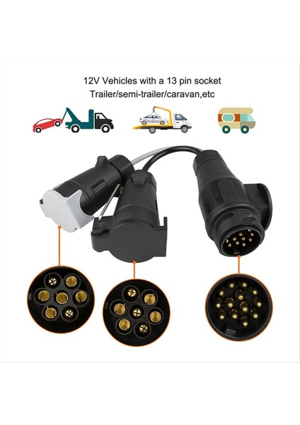 2x Çekme Adaptörü 13 Fiş Pimi 7 Pin 12N+12S Soket Towbar Elektrik Dönüşüm Adaptörü Römork Kamyonu Keravan (Yurt Dışından) fiyatları