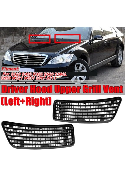 1paır Araç Kounu Üst Henç Grılle Trim Kapak Mercedes Için Parlak Siyah Benz W221 W251 2007-2013 A221800205 A2218800305 (Yurt Dışından) fırsatları