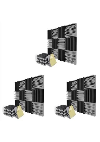 36 Paket Kendi Kendine Yapışkan Ses Geçirmez Köpük Paneller 12 x 12 x 2 Inç Akustik Köpük Duvar Ev Stüdyo Için (Yurt Dışından)