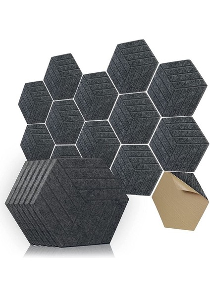 Ses Geçirmez Paneller Altıgen Kendi Kendine Yapışkan 12 Adet Akustik Panel Stüdyo Ofisi Için Ses Nemlendirme Paneli 3 (Yurt Dışından)