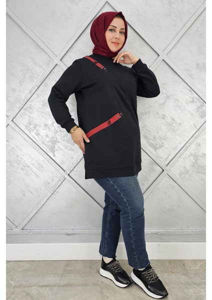 Kadın Düğme ve Kombin Detaylı Tesettür Tunik