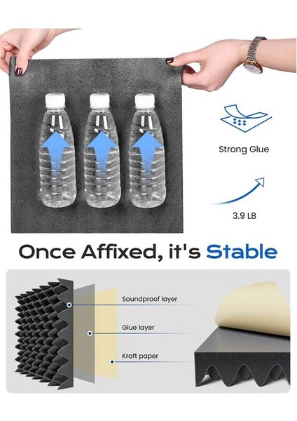 12 Paket Kendi Kendine Yapışkanlı Ses Geçirmez Köpük Paneller 2X12X12 Inç Ev ve Pro Stüdyolar Için Akustik Köpük (Yurt Dışından) indirimleri