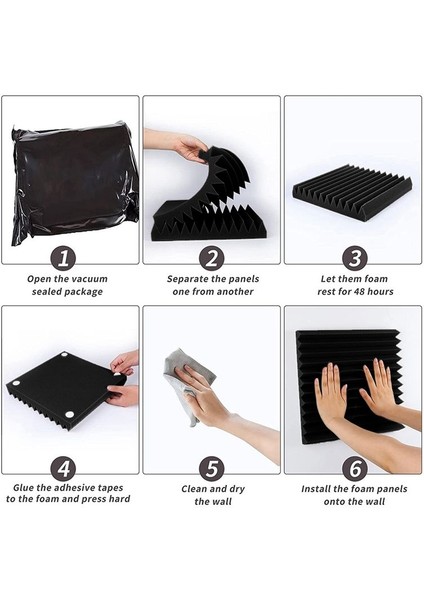 Akustik Köpük Paneller 12 Pc Ses Geçirmez Duvar Panelleri 30X30X5CM Duvarlar Için Yoğunluklu Ses Emici Panel Siyah (Yurt Dışından) indirimleri
