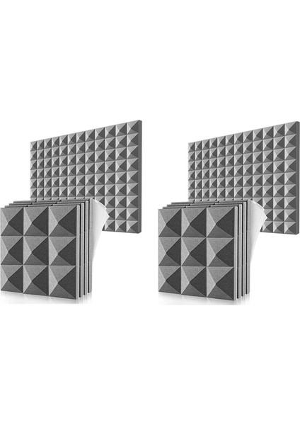 24 Paket Akustik Köpük Paneller Kendinden Yapışkan Ses Geçirmez Köpük Paneller Duvar Dekoru Müzik Stüdyosu Yatak Odası Evi 5X30X30CM (Yurt Dışından)