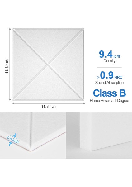 Akustik ve Duvar Dekoru Için 12 Paket Akustik Panel Ses Geçirmez Dolgu Eğimli Kenar Ses Emici Paneller (Yurt Dışından) fiyatları
