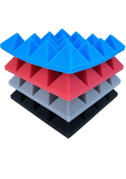 24PCS 25X25X5CM Studio Akustik Ses Geçirmez Köpük Piramit Yalıtım Ses Emme Panelleri Siyah+Mavi (Yurt Dışından) modelleri