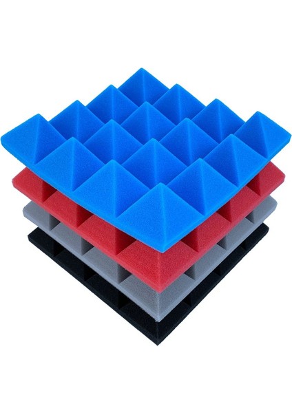 24PCS 25X25X5CM Studio Akustik Ses Geçirmez Köpük Piramit Yalıtım Ses Emme Panelleri Siyah+Mavi (Yurt Dışından) fırsatları
