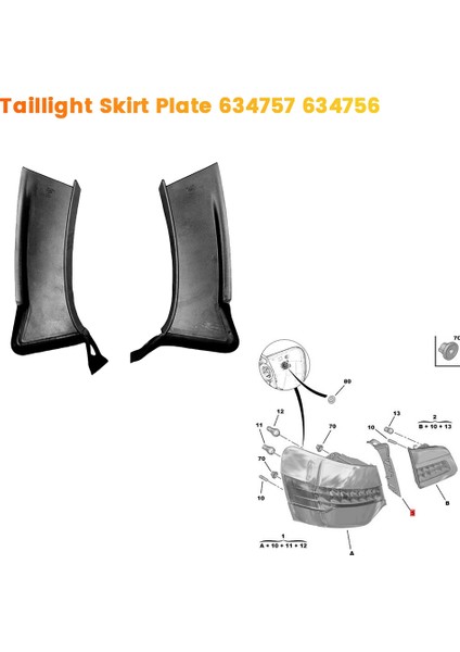 1paır Araş Taıllışık Stılt Plaka 634757 634756 Citroen C5 X7 9803172480 9803172580 Arka Kuyruk Lambası Su Kılavuzu Plaka (Yurt Dışından) fiyatları
