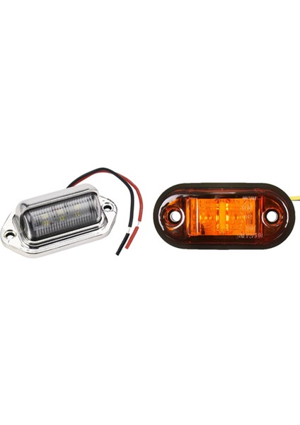 12V / 24V 2 LED Yan Işaret Lambaları Araba Kamyonu Römorku Için Lamba E Işaretli Amber ve 12-24V 6 LED Numara Plaka Lambası (Yurt Dışından)
