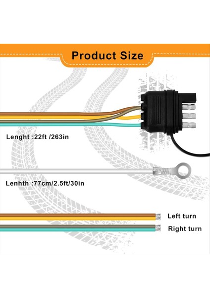 22FT 4 Pin 5 Telli Römork Kablo Demeti Römork Işık Kiti 5 Tel 4 Pim Kablo Demeti Römork Konektörü Tel Fiş Rv Tekne (Yurt Dışından) fırsatları