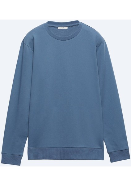 İndigo Bisiklet Yaka Sweatshırt