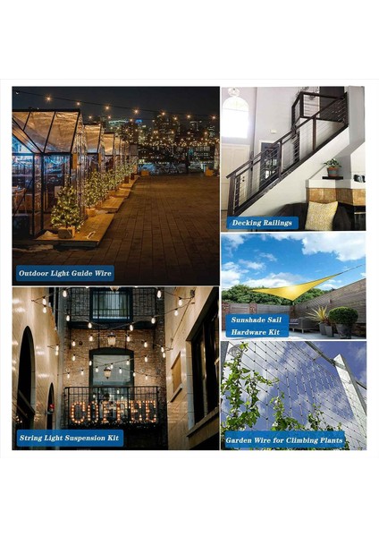 1/8 Inç Paslanmaz Çelik Kablo Ağır Hizmetli Turnikli Tel Germe Kiti 100FT Kablo Açık Dize Işıkları Asılı (Yurt Dışından) fırsatları