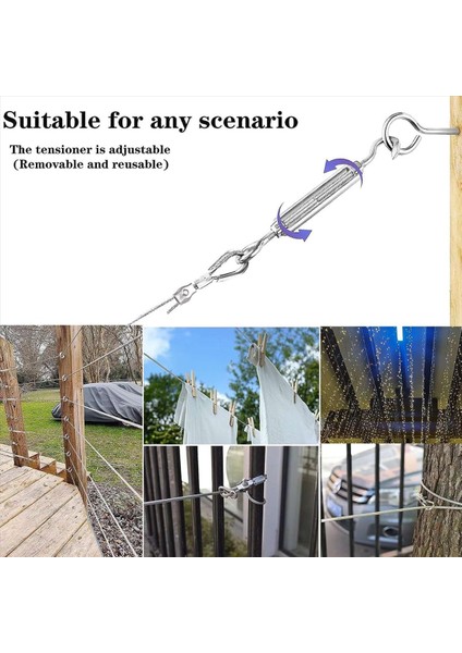 1/8 Inç Paslanmaz Çelik Kablo Ağır Hizmetli Turnikli Tel Germe Kiti 100FT Kablo Açık Dize Işıkları Asılı (Yurt Dışından) indirimleri