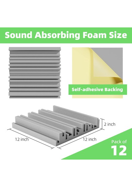 12 Paket Kendinden Yapışkan Ses Geçirmez Köpük Paneller 12 x 12 x 2 Inç Akustik Köpük Duvar Ev Stüdyo Için (Yurt Dışından) fiyatları