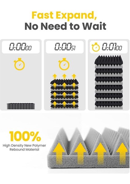 12 Paket Kendinden Yapışkan Ses Geçirmez Köpük Panelleri 2X12X12 Inç Piramit Tasarım Akustik Köpük Ev Stüdyosu Siyah + Gri (Yurt Dışından) fiyatları