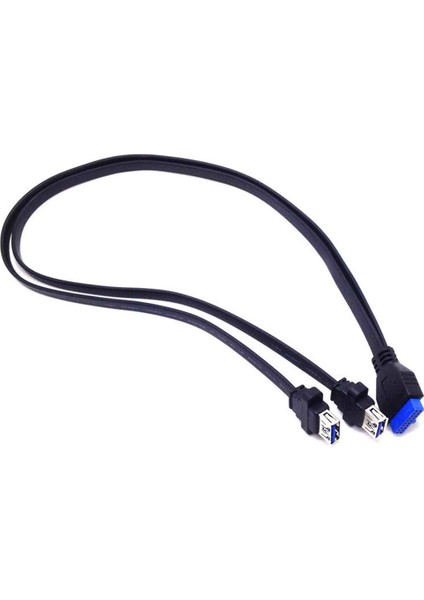 0,5 M Çift 2 Portlu USB 3.0 Ön Panel Uzatma Kablosu A Tipi Dişi - 20 Pin Kutu Başlığı Dişi Yuvası Adaptör Kablosu (Yurt Dışından)