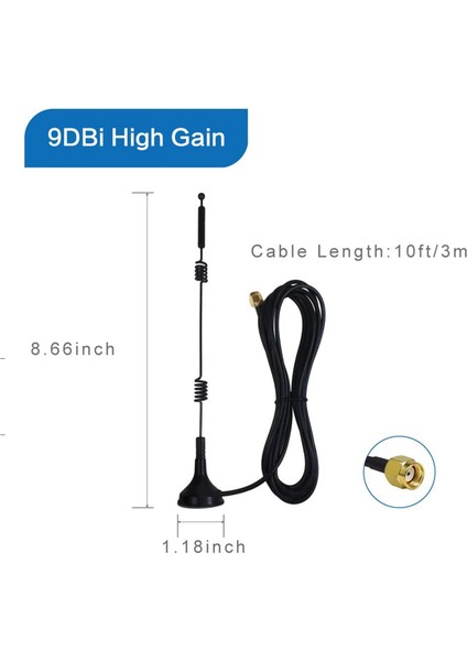 Çift Bantlı Uzun Menzilli Wifi Anteni (4'lü Paket), 9dbi 2.4ghz 5ghz (Yurt Dışından) modelleri