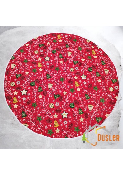 Kırmızı Çiçekli Yılbaşı Ayak Halısı, Yılbaşı Ağacı Altı Örtüsü, Yeniyıl Çam Ağacı Eteği Yıkanabilir Cırtlı modelleri