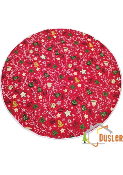 Kırmızı Çiçekli Yılbaşı Ayak Halısı, Yılbaşı Ağacı Altı Örtüsü, Yeniyıl Çam Ağacı Eteği Yıkanabilir Cırtlı fırsatları