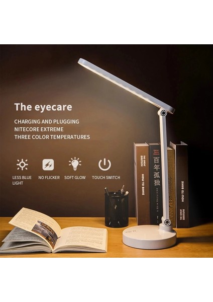 Şarjlı 40 LED Çalışma Okuma Işığı Kademeli Masa Lambası Ayarlanabilir Renk Tonu ve Parlakl