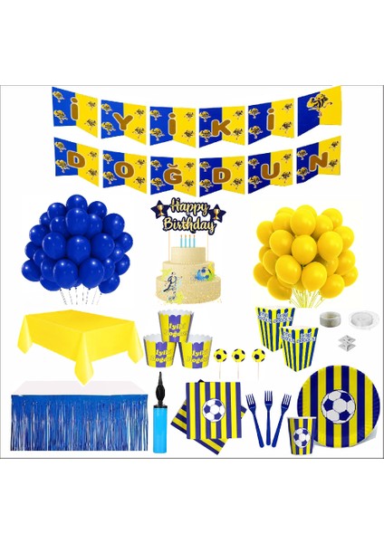 Taraftar Fenerbahçe Sarı Lacivert 8 Kişilik Full Doğum Günü Seti
