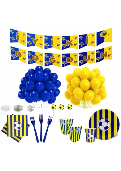 Taraftar Fenerbahçe Sarı Lacivert 16 Kişilik Doğum Günü Seti