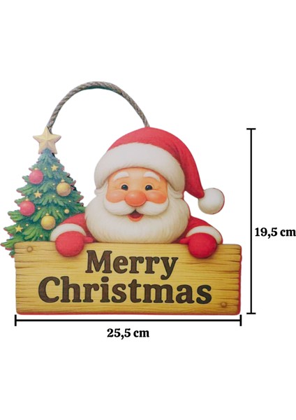Noel Baba Temalı Ahşap Merry Christmas Kapı Süsü – Yılbaşı Dekoru modelleri
