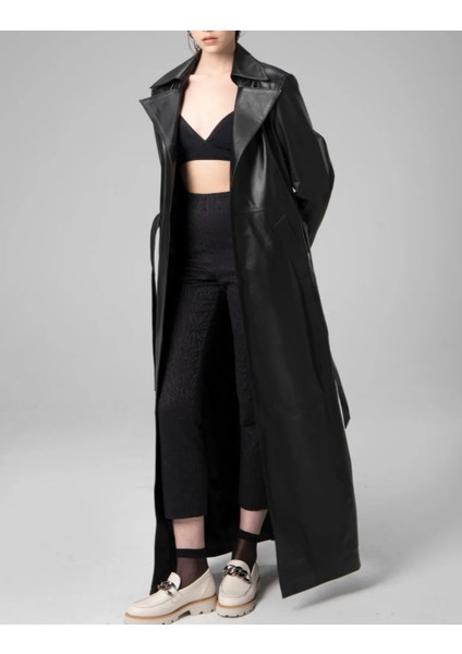 kadın uzun hakiki deri trençkot kaban fiyatları