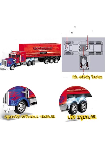 Uzaktan Kumandalı Full Fonksiyonlu 62 cm Işıklı Tır - LED Işıklı Ayrılabilir Dorse Açılır Kapılı Tır fırsatları